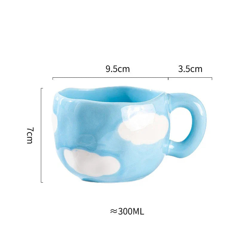 Caneca Criativa de Cerâmica 300ml - Estilo Coreano, Design de Flor Irregular, Feita à Mão - Ideal para Café, Chá e Café da Manhã