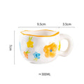 Caneca Criativa de Cerâmica 300ml - Estilo Coreano, Design de Flor Irregular, Feita à Mão - Ideal para Café, Chá e Café da Manhã