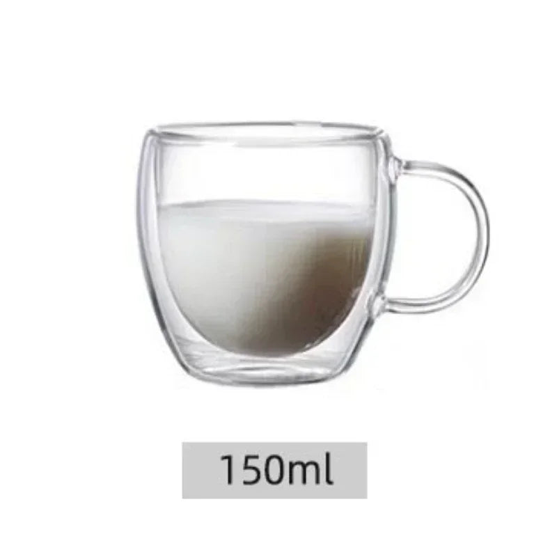 Copo de Vidro Dupla Parede Isolado – 5 Tamanhos, Copo para Café, Chá, Cerveja e Whisky – Copo Transparente Artesanal