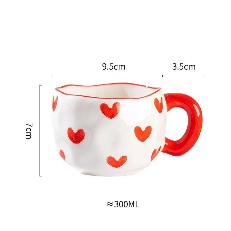 Caneca Criativa de Cerâmica 300ml - Estilo Coreano, Design de Flor Irregular, Feita à Mão - Ideal para Café, Chá e Café da Manhã