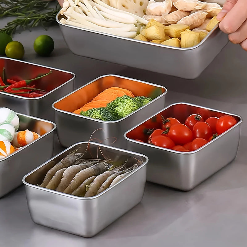 Conjunto de 6 recipientes de aço inoxidável para armazenamento de alimentos