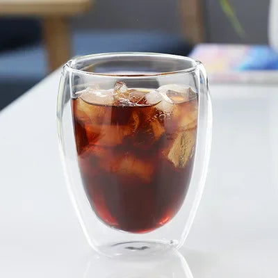 Copo de Vidro Dupla Parede Isolado – 5 Tamanhos, Copo para Café, Chá, Cerveja e Whisky – Copo Transparente Artesanal