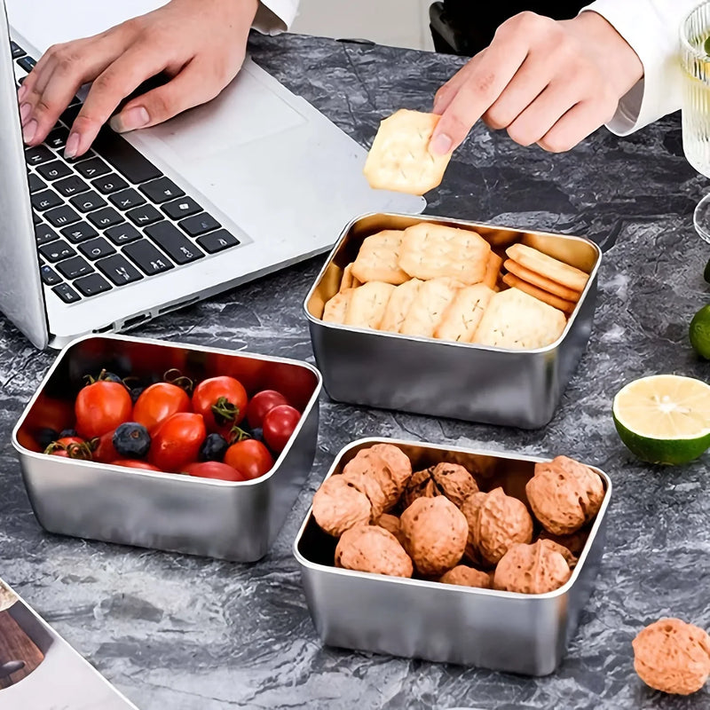 Conjunto de 6 recipientes de aço inoxidável para armazenamento de alimentos