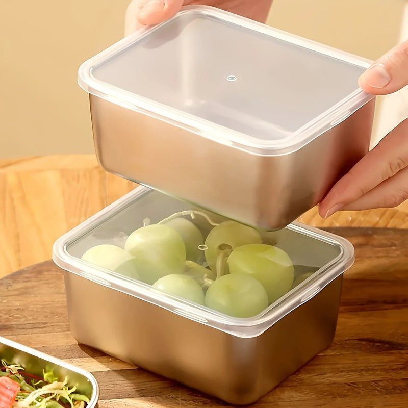 Conjunto de 6 recipientes de aço inoxidável para armazenamento de alimentos
