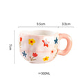Caneca Criativa de Cerâmica 300ml - Estilo Coreano, Design de Flor Irregular, Feita à Mão - Ideal para Café, Chá e Café da Manhã