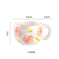 Caneca Criativa de Cerâmica 300ml - Estilo Coreano, Design de Flor Irregular, Feita à Mão - Ideal para Café, Chá e Café da Manhã
