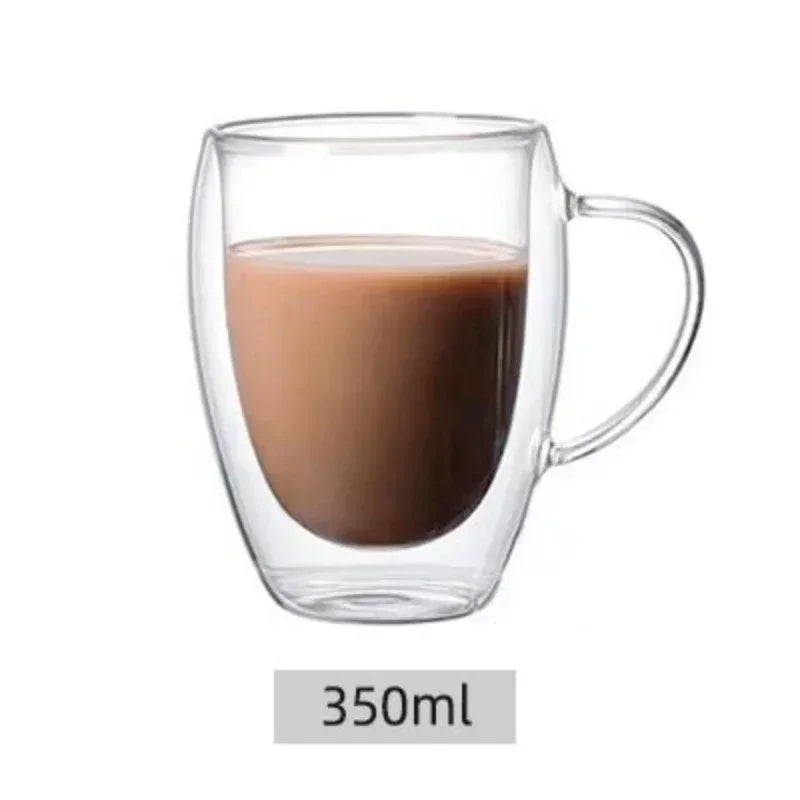Copo de Vidro Dupla Parede Isolado – 5 Tamanhos, Copo para Café, Chá, Cerveja e Whisky – Copo Transparente Artesanal