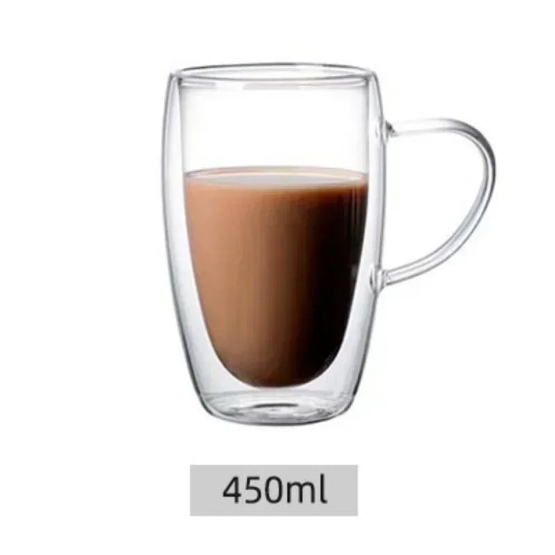 Copo de Vidro Dupla Parede Isolado – 5 Tamanhos, Copo para Café, Chá, Cerveja e Whisky – Copo Transparente Artesanal