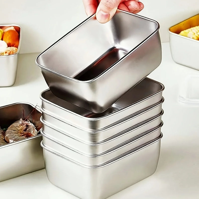 Conjunto de 6 recipientes de aço inoxidável para armazenamento de alimentos