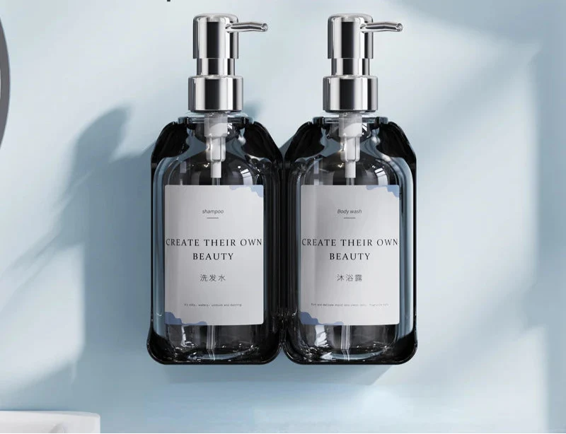 Conjunto de dispensador para sabonetes líquidos e shampoos